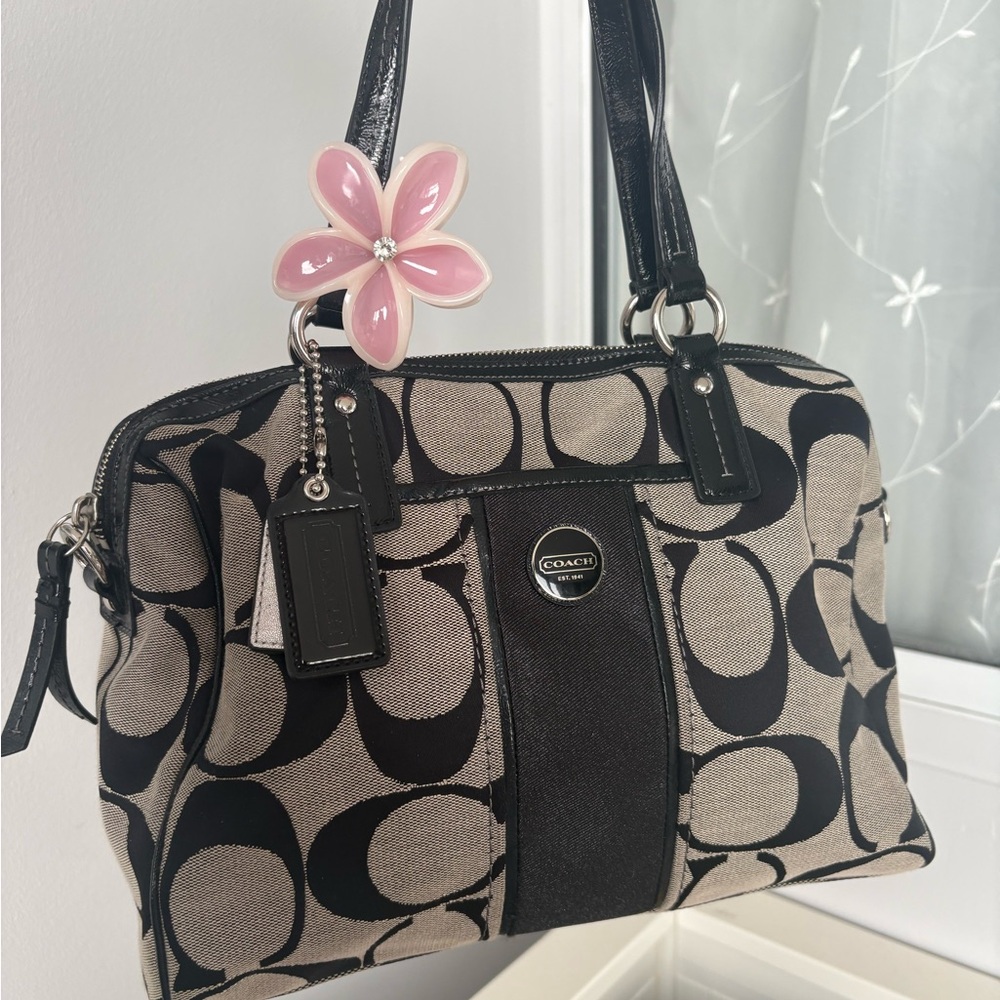 SOLD Coach Black and Grey Canvas Shoulder Bag